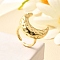Brass Cuff Rings for Women, Rack Plating, Long-Lasting Plated, Lead Free and Cadmium Free, Real 18K Gold Plated, Moon, 20x24mm, Inner Diameter: 16mm