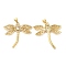 Brass Micro Pave Cubic Zirconia Pendants, Lead Free & Cadmium Free, Dragonfly Charms, Real 18K Gold Plated, 32x33x3mm, Hole: 5.5X2.7mm