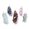 Electroplated Natural Quartz Crystal Pendants, Copper Wire Wrapped Nuggets Charms, Mixed Color, Platinum & Silver, 29~41x8~13.5x8~13mm, Hole: 3~4mm