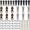 Alloy Replacement Zipper Sliders, and  Brass Zipper stopers Top Bottom Stops for Luggage Suitcase Backpack Jacket Bags Coat, Mixed Color, 0.35~3x0.3~1.1cm