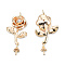 Brass Micro Pave Clear Cubic Zirconia Flower Peg Bails Pendants, Cadmium Free & Nickel Free & Lead Free, Real 18K Gold Plated, 28x13x5mm, Hole: 1.5mm