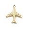 Brass Micro Pave Clear Cubic Zirconia Pendants, Airplane Charms, Rack Plating, Long-Lasting Plated, Lead Free & Cadmium Free, Real 18K Gold Plated, 18.5x15.5x2.5mm, Hole: 1mm