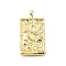 Brass Pendants, Rectangle with Skull & Flower Charms, Lead Free & Cadmium Free, Rack Plating, Long-Lasting Plated, Real 18K Gold Plated, 28x15.5x2mm, Hole: 4x2mm
