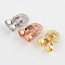 Brass Micro Pave Cubic Zirconia Fold Over Clasps, Mixed Color, 27x11x7mm, Hole: 1mm & 4mm