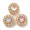 Brass Micro Pave Cubic Zirconia Beads, Nickel Free, with Glass, Mixed Color, Round, Real 18K Gold Plated, 11.5x7mm, Hole: 1.2mm
