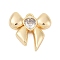 Brass Micro Pave Cubic Zirconia Pendants, Bowknot, Clear, Golden, 13.5x14x3.5mm, Hole: 1.4mm