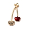 Cherry Alloy Pendants, with Rhinestone & Enamel, Red, Golden, 31x18x4.5mm, Hole: 1.6mm