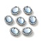 Brass Micro Pave Cubic Zirconia Multi-Strand Links, with Resin Imitation Aquamarine, Oval Connector, Cadmium Free & Nickel Free & Lead Free, Real Platinum Plated, 13x10.5x6.5mm, Hole: 1.4mm