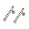 Non-Tarnish 304 Stainless Steel Stud Earring Findings, Rhinestone Settings, Rectangle, Stainless Steel Color, Fit for 1mm rhinestone, 22x3.5mm, Pin: 0.8mm