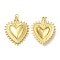 Rack Plating Brass Pendants,  with Jump Ring, Lead Free & Cadmium Free, Long-Lasting Plated, Heart Charm, Real 18K Gold Plated, 31.5x25.5x4mm, Hole: 3.5mm