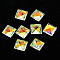 Electroplate Glass Charms, Silver Plated Bottom, Faceted, Rhombus, Clear AB, 13x13x5mm, Hole: 1mm, about 45pcs/board, 5board/box
