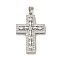Brass Micro Pave Cubic Zirconia Pendants, Long-Lasting Plated, Cross, Platinum, 38x26x5mm, Hole: 5x4mm