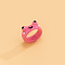 Cute Cartoon Resin Finger Rings for Women, Frog, Light Coral, Inner Diameter: 17mm