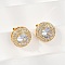 Brass Micro Pave Clear Cubic Zirconia Clip-on Earrings, Lead Free & Cadmium Free, Long-Lasting Plated, Real 18K Gold Plated, Round, 14mm