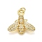 Rack Plating Brass Micro Pave Cubic Zirconia Pendants, Bees, with Jump Ring, Cadmium Free & Lead Free, Long-Lasting Plated, Real 18K Gold Plated, 18.5x19.5x4.5mm, Hole: 3.5mm