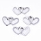 Tarnish Resistant 201 Stainless Steel Linking Rings, Quick Link Connectors, Laser Cut, Heart, Stainless Steel Color, 11x12x1mm, Inner Diameter: 5x10mm, about 2pcs/set