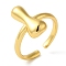 Initials Brass Open Cuff Ring for Women, Cadmium Free & Nickel Free & Lead Free, Letter I, 17x7.5mm, Adjustable
