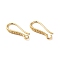 Brass Earring Hooks, Ear Wire, with Horizontal Loops, Real 18K Gold Plated, Cadmium Free & Nickel Free & Lead Free, 16.5x7.5x2mm, Hole: 1.6mm, 22 Gauge, Pin: 0.6mm