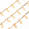 Handmade Brass Scalloped Bar Chain, Soldered, with Spool, Oval, Real 18K Gold Plated, 12.5x1.5x2mm and 3.8x2.5x0.3mm, about 16.4 Feet(5m)/roll