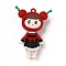 PVC Plastic Pendants, Girl with Cherry, Red, 65x48x25mm, Hole: 3mm