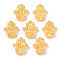 Resin Beads, Imitation Opal, Hologram Style, Dyed, Hamsa Hand//Hand of Miriam, Gold, 14x12x3mm, Hole: 1mm