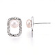 Серьги-гвоздики из натурального жемчуга из латуни PEAR-N020-05U-5