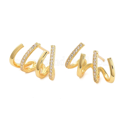 Латунные серьги-клипсы с покрытием из стойки EJEW-N055-43G-RS-1