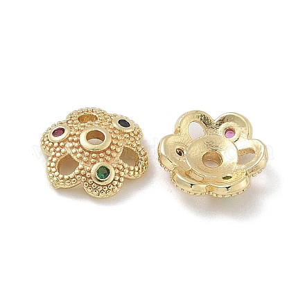 Латунные микро проложить кубического циркония Шапочки ZIRC-F141-18G-01-1