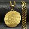 201 Stainless Steel Pendant Necklaces, Flat Round with Human Pattern, Golden, 23.46 inch(59.6cm)