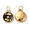 Ion Plating(IP) 304 Stainless Steel Enamel Pendants, with Jump Ring, Flat Round with Constellation, Golden, Pisces, 20.5x17x2.5~3.5mm, Hole: 4x6mm