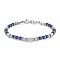 Adjustable 304 Stainless Steel Gemstone Beaded Bracelets, Rectangle, 6-1/4 inch(16cm)
