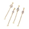 304 Stainless Steel Chain Extender, with Lobster Claw Clasps and Alloy Rhinestone Links Connectors, Mixed Shape, Golden, 96~97mm