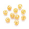 Resin Beads, with Natural Yellow Shell, Round, Yellow, 7.5~8.5mm, Hole: 1mm