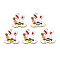 Alloy Enamel Pendants, Cadmium Free & Nickel Free & Lead Free, Light Gold, Rabbit with Rainbow & Carrot, White, 28x27.5x1.5mm, Hole: 2mm