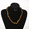 Natural Tiger Eye Chip Beaded Necklaces for Women, with Alloy End Chains, Platinum, 17.72 inch(45cm)