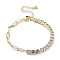 Brass Micro Pave Cubic Zirconia Strass & Paperclip Chain Bracelets, with 304 Stainless Steel Clasp, Clear, 6-1/4x1/8 inch(15.9x0.4cm)