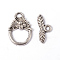 Tibetan Style Toggle Clasps, Flower, Lead Free and Cadmium Free, Antique Silver, Round/Flower, Flower: about 12mm wide, 18mm, Bar: 16mm long, hole: 2mm