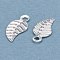Brass Charms, Leaf, 925 Sterling Silver Plated, 9x4x0.2mm, Hole: 1mm