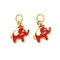 Brass Enamel Charms, ELephant Charm, with Jump Ring, Lead Free & Cadmium Free, Long-Lasting Plated, Rack Plating, Real 18K Gold Plated, Red, 11.5x11x1.5mm, Hole: 3.4mm