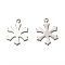 Non-Tarnish 201 Stainless Steel Pendants, Laser Cut, Snowflake, for Christmas, Stainless Steel Color, 19.5x14.5x1mm, Hole: 1.4mm