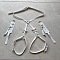 Bowknot Alloy & Imitation Leather Waist Chains, Platinum, with Wristbands, Platinum, White, 700~980mm