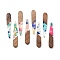 Resin and Walnut Pendants, Teardrop, Mixed Color, 43.5x7.5x3.5mm, Hole: 1.5mm