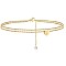 Heart Brass with Crystal Rhinestone Anklets, Golden, Letter J, 9-1/8 inch(230mm)