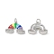 Brass Micro Pave Cubic Zirconia Charms, Cadmium Free & Nickel Free & Lead Free, with Enamel, with Jump Ring, Rainbow with Cloud Charms, Platinum, 14x20x3.5mm, Hole: 3.4mm