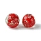 Luminous Handmade Gold Sand Lampwork Beads, Glow in the Dark, Round, Red, 14.5x13mm, Hole: 2mm
