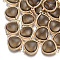 Glass Links connectors, with Brass Findings, Golden, Camel, 19x14x5mm, Hole: 1.2mm