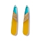 Transparent Resin & Walnut Wood Pendants, Teardrop Charms, Gold, 44x7.5x3.5mm, Hole: 1.5mm