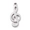 Non-Tarnish 304 Stainless Steel Pendants, Musical Note, G Clef, Stainless Steel Color, 16x7x1.5mm, Hole: 1.2mm