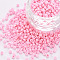 8/0 Opaque Glass Seed Beads, Round Hole, Frosted Colours, Round, Pink, 3~4x2~3mm, Hole: 0.8mm, about 333pcs/10g