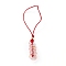 Glass Pendant Decorations, with Nylon Thread and Brass Round Beads, Donut, Golden, Pink, 95mm, Hole: 35mm